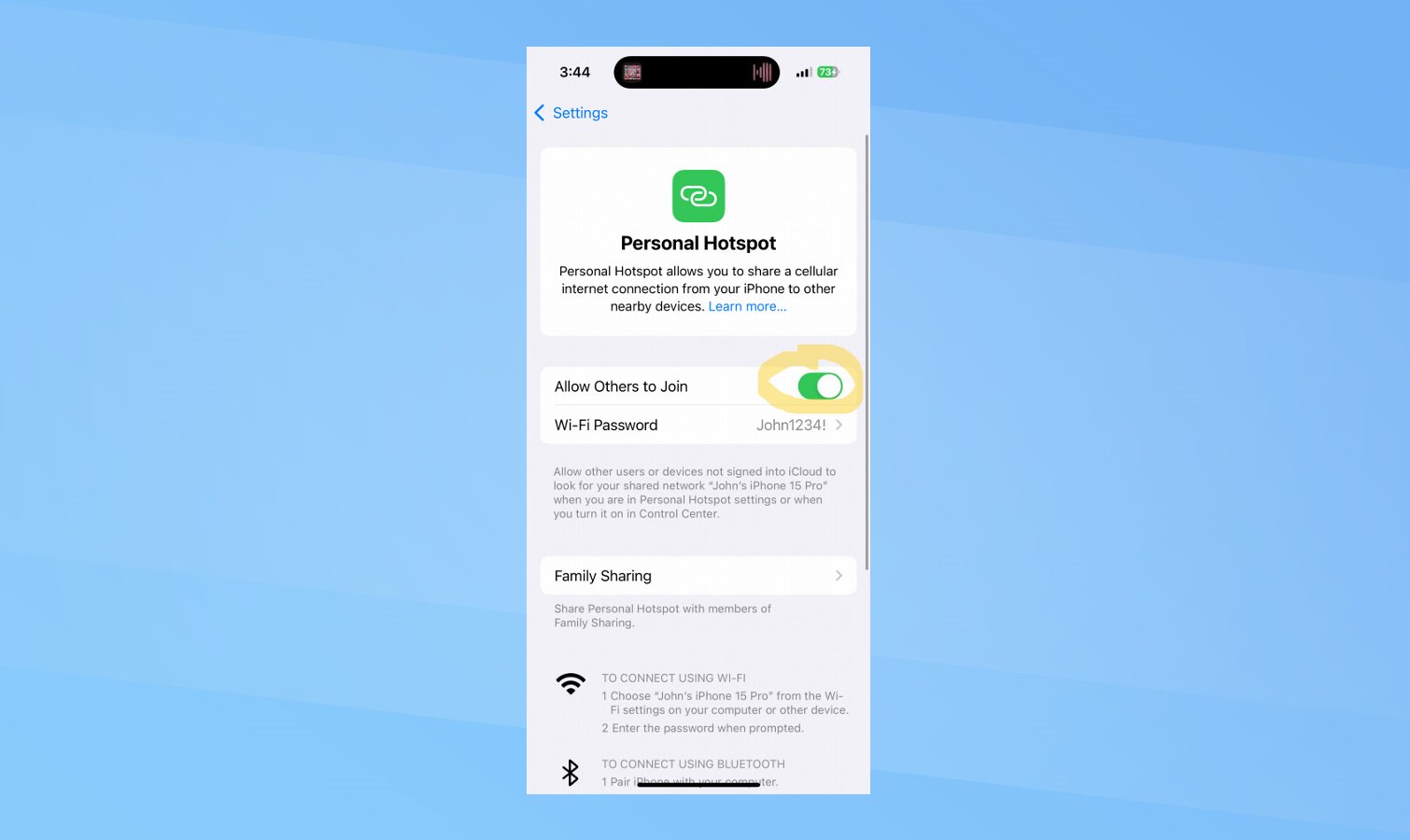 How to use USB tethering on iPhone screenshot.