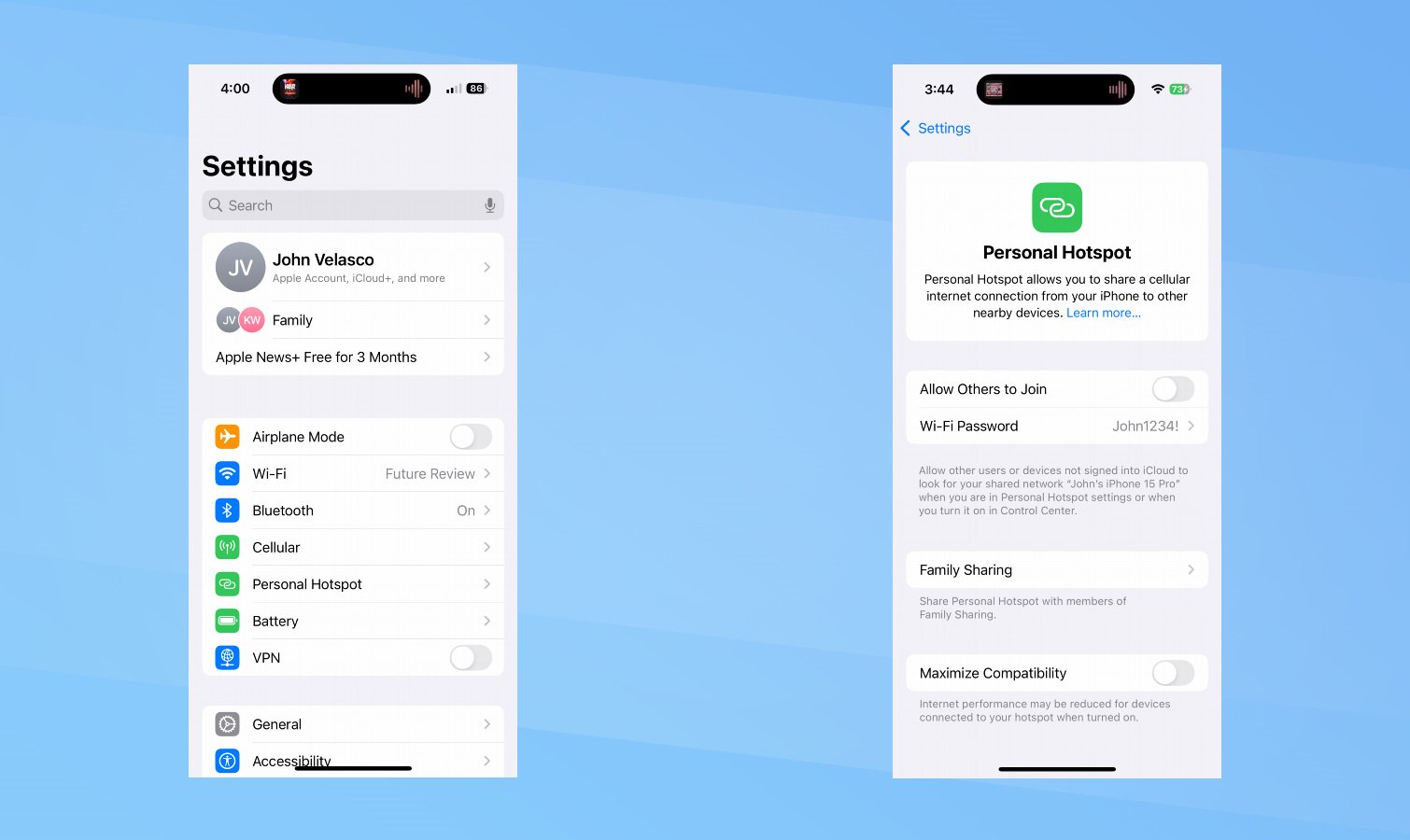 How to use USB tethering on iPhone screenshots.