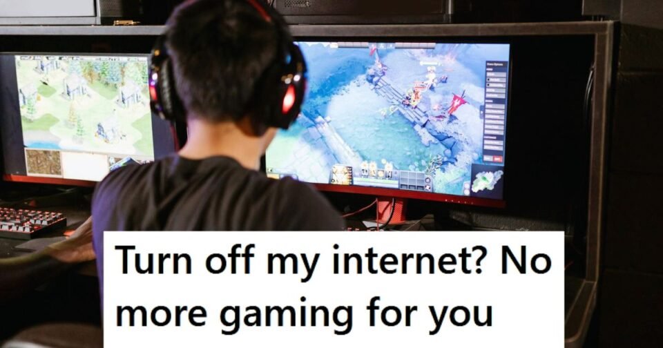 Man playing PC game